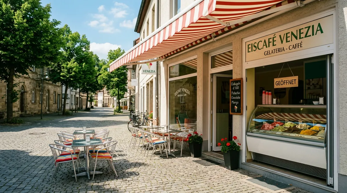 Leere Eisdiele bei Sonnenschein — Sinnbild für vergessene Saisonkunden