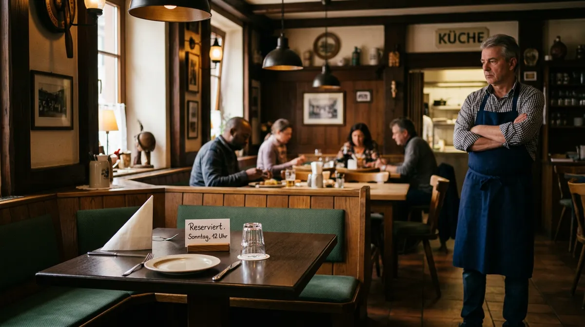 Leerer Stammgasttisch im Restaurant — Sinnbild für verlorene Stammgäste